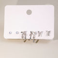 Elegant Alloy Zircon Heart Waterdrop Tassel Square Butterfly Stud Set For Women Earrings view 4
