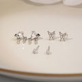 Elegant Alloy Zircon Heart Waterdrop Tassel Square Butterfly Stud Set For Women Earrings view 3
