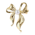 Alloy Pearl Bow Brooch Pin For Elegant Womens Clothing Decoration view 5