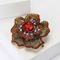 Heavy Alloy Rhinestone Striped Flower Brooch For Women's Apparel view 3