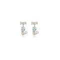 Cute Bowknot Alloy Drop Studs With Silver Cat Charm And Turquoise Enamel Eyes For Women Earrings view 5