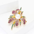 Alloy Rhinestone Orchid Brooch For Women Coats And Suits view 3