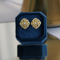 European Vintage Light Luxury Lace Zircon Stud Earrings With Hollow Floral French Design view 3