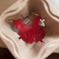 Copper Red Koi Fish Drop Earrings For Hanfu, Vintage New Chinese Statement Animal Jewelry view 4