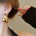 Glossy Acrylic Wide C-Shaped Hoop Earrings With Silver Posts Minimalist Geometric Fashion Jewelry view 3