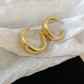 Glossy Acrylic Wide C-Shaped Hoop Earrings With Silver Posts Minimalist Geometric Fashion Jewelry view 4