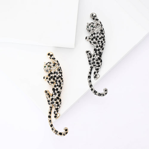 Alloy Rhinestone Enamel Leopard Brooch Pin For Suits And Coats