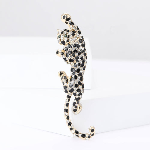 Alloy Rhinestone Enamel Leopard Brooch Pin For Suits And Coats