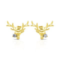 Cute Large Antler Stud Earrings For Women, Christmas Zircon Micro Pave Holiday Deer Jewelry view 5