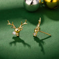 Cute Large Antler Stud Earrings For Women, Christmas Zircon Micro Pave Holiday Deer Jewelry view 3