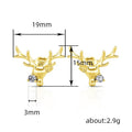 Cute Large Antler Stud Earrings For Women, Christmas Zircon Micro Pave Holiday Deer Jewelry view 4