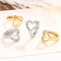 Korean Fashion Hollow Heart Ear Cuff Earrings, Sweet Minimalist Metal Heart Jewelry For Women view 2