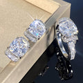 Square Sugar Imitation Princess Ring And Earring Set, Fashion Asymmetric Jewelry For Women Earrings view 1
