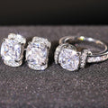 Square Sugar Imitation Princess Ring And Earring Set, Fashion Asymmetric Jewelry For Women Earrings view 3