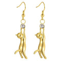 Cute Playful Stretching Cat Dangle Earrings For Women, European American Daily Animal Ear Jewelry view 6
