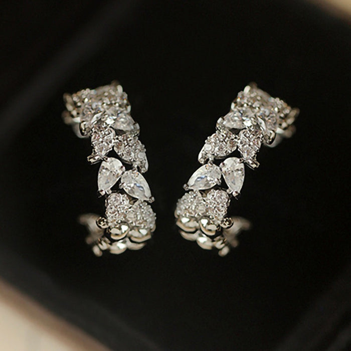 Korean Style Refined Water Drop C-Shaped Leaf Earrings For Women Fashion Plant Theme Ear Jewelry