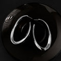 Chic Minimalist Smooth Oval Copper Hoop Earrings With Silver Posts For Women view 2