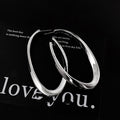 Chic Minimalist Smooth Oval Copper Hoop Earrings With Silver Posts For Women view 4