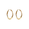 Chic Copper Oval Hoop Earrings With Silver Pins Geometric Line Statement Design view 5