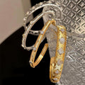 French Luxury Brushed Gold Plated Copper Flower Zircon Court Style Bangle view 1