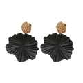 Chic Black Spiral Flower Pendant Drop Earrings Alloy Silver Needle Vintage Statement Jewelry view 5