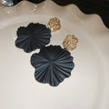 Chic Black Spiral Flower Pendant Drop Earrings Alloy Silver Needle Vintage Statement Jewelry view 4