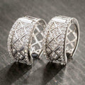 Baroque Vintage Lace Stud Earrings Micro Paved Geometric Hollow Flower Ear Cuffs Jewelry view 1