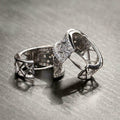 Baroque Vintage Lace Stud Earrings Micro Paved Geometric Hollow Flower Ear Cuffs Jewelry view 3