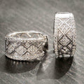 Baroque Vintage Lace Stud Earrings Micro Paved Geometric Hollow Flower Ear Cuffs Jewelry view 2