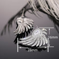 Micro Pave Angel Wing Stud Earrings, Korean Japanese Versatile Light Luxury Feather Ear Jewelry view 4