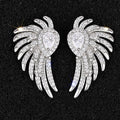 Micro Pave Angel Wing Stud Earrings, Korean Japanese Versatile Light Luxury Feather Ear Jewelry view 5