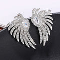Micro Pave Angel Wing Stud Earrings, Korean Japanese Versatile Light Luxury Feather Ear Jewelry view 1