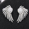 Micro Pave Angel Wing Stud Earrings, Korean Japanese Versatile Light Luxury Feather Ear Jewelry view 2