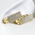 Delicate Micro Pave Hoop Earrings For Women, Classic Minimalist French Style Huggie Ear Jewelry view 2