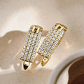 Delicate Micro Pave Hoop Earrings For Women, Classic Minimalist French Style Huggie Ear Jewelry view 3