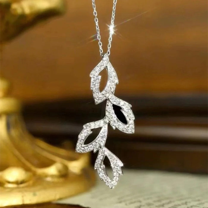 Long Leaf Pendant Necklace, Versatile Vintage Fashion Jewelry Accessory For Women