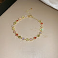 Gold Plated Copper Bangle With Colorful Round Zircon Geometric Luxury Commuter Jewelry view 4