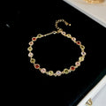 Gold Plated Copper Bangle With Colorful Round Zircon Geometric Luxury Commuter Jewelry view 2