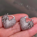 Full Pave Bow Heart Huggie Earrings For Women, Fashion Light Luxury Ear Cuff Jewelry view 2