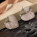 Full Pave Bow Heart Huggie Earrings For Women, Fashion Light Luxury Ear Cuff Jewelry view 3