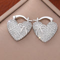 Full Pave Bow Heart Huggie Earrings For Women, Fashion Light Luxury Ear Cuff Jewelry view 5