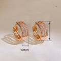 Micro Paved Multi Layer Line Earrings, Hollow Design Classic Versatile Queen Style Ear Cuffs view 3