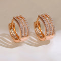 Micro Paved Multi Layer Line Earrings, Hollow Design Classic Versatile Queen Style Ear Cuffs view 1