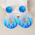 Bohemian Colorful Acrylic Polygon Dangle Earrings With Floral Flame Star Prints Statement Stud Earrings view 4