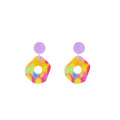 Bohemian Colorful Acrylic Polygon Dangle Earrings With Floral Flame Star Prints Statement Stud Earrings view 5