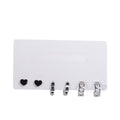 Sweet Cool Silver Alloy C-Shaped Hoop And Black Enamel Heart Stud Geometric Hollow Heart Set Earrings view 5