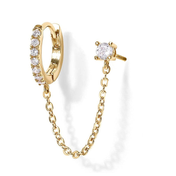 Fashion Single Chain Stud Ear Cuff Earring For Women, Trendy Hip Hop Cross Border Ear Jewelry Earrings