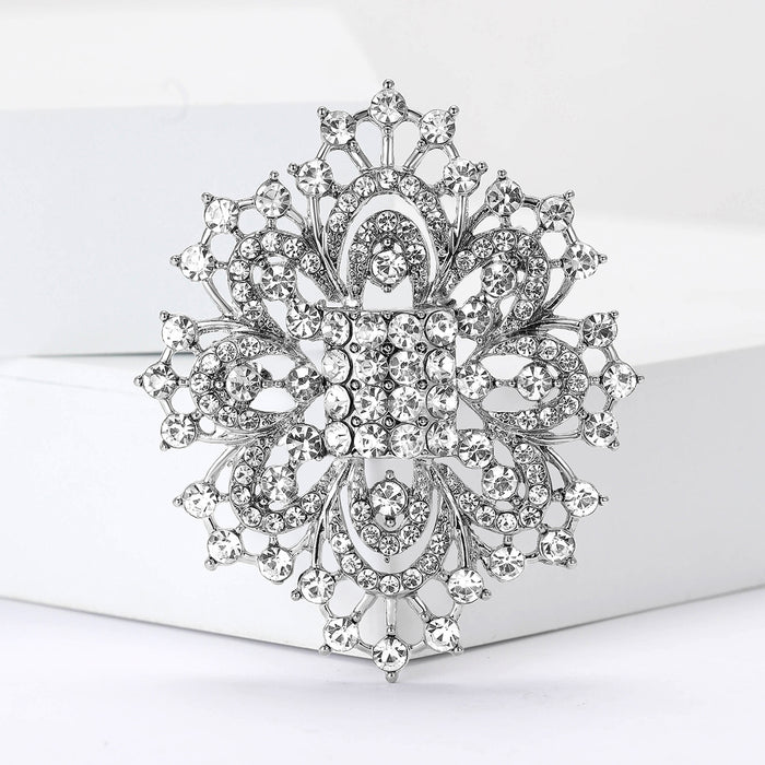 Alloy Rhinestone Brooch Luxury Palace Style Lapel Pin For Dresses