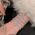 Adjustable Glass Bead Zircon Heart Wave Bangle For Women Light Luxury Fashion Jewelry view 2