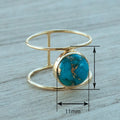 Exaggerated Round Faux Turquoise Ring For Women, European American Niche Design Statement Hand Jewelry view 4